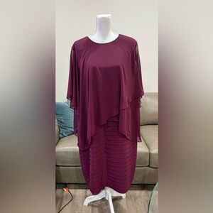 Betsy & Adam Deep Burgundy Asymmetrical Dress Size 20W Evening Formal Wedding